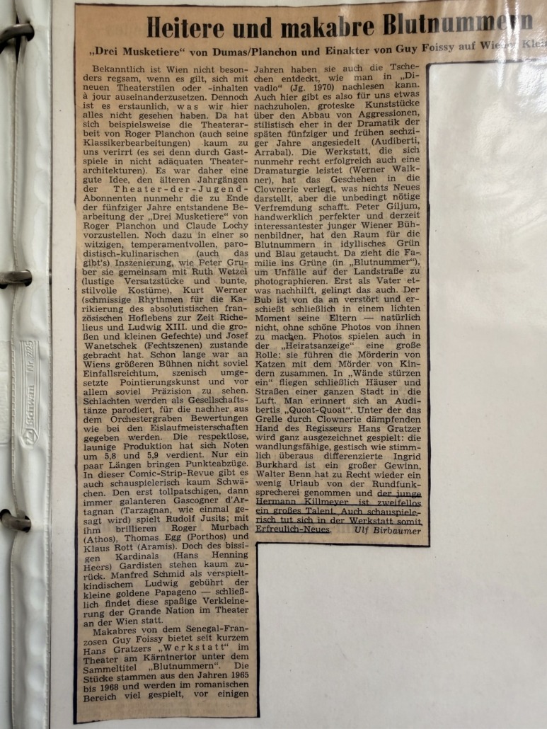 Hermann Killmeyer am Kärntnertor Theater Wien